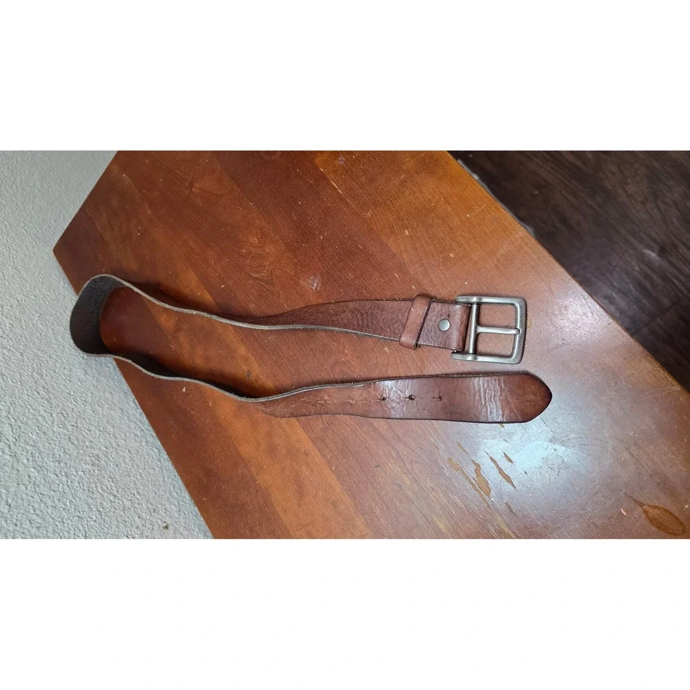 Unbranded Leather Belt Mens 42 Brown Casual Rugged Workwear Buckle